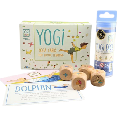 Gift pack including yoga cards and yoga dice
