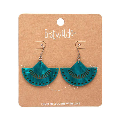 Boho Fan Essential Drop Earrings green on by Erstwilder from their 2024 Frida Kahlo collection