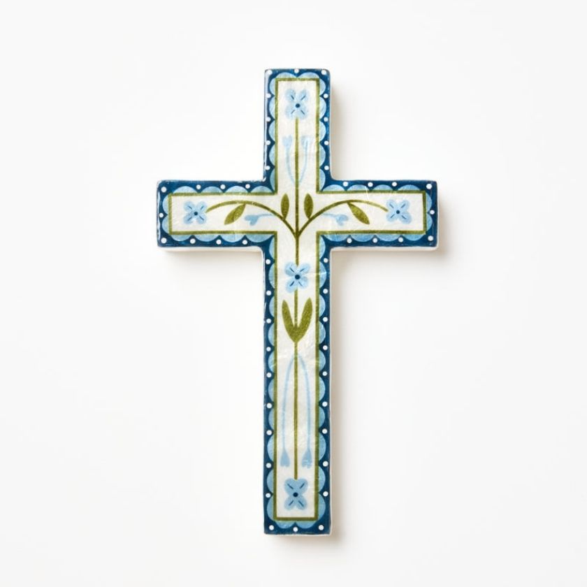 Jones and Co Samira Large Cross Blue Flower | Zebra Finch Style