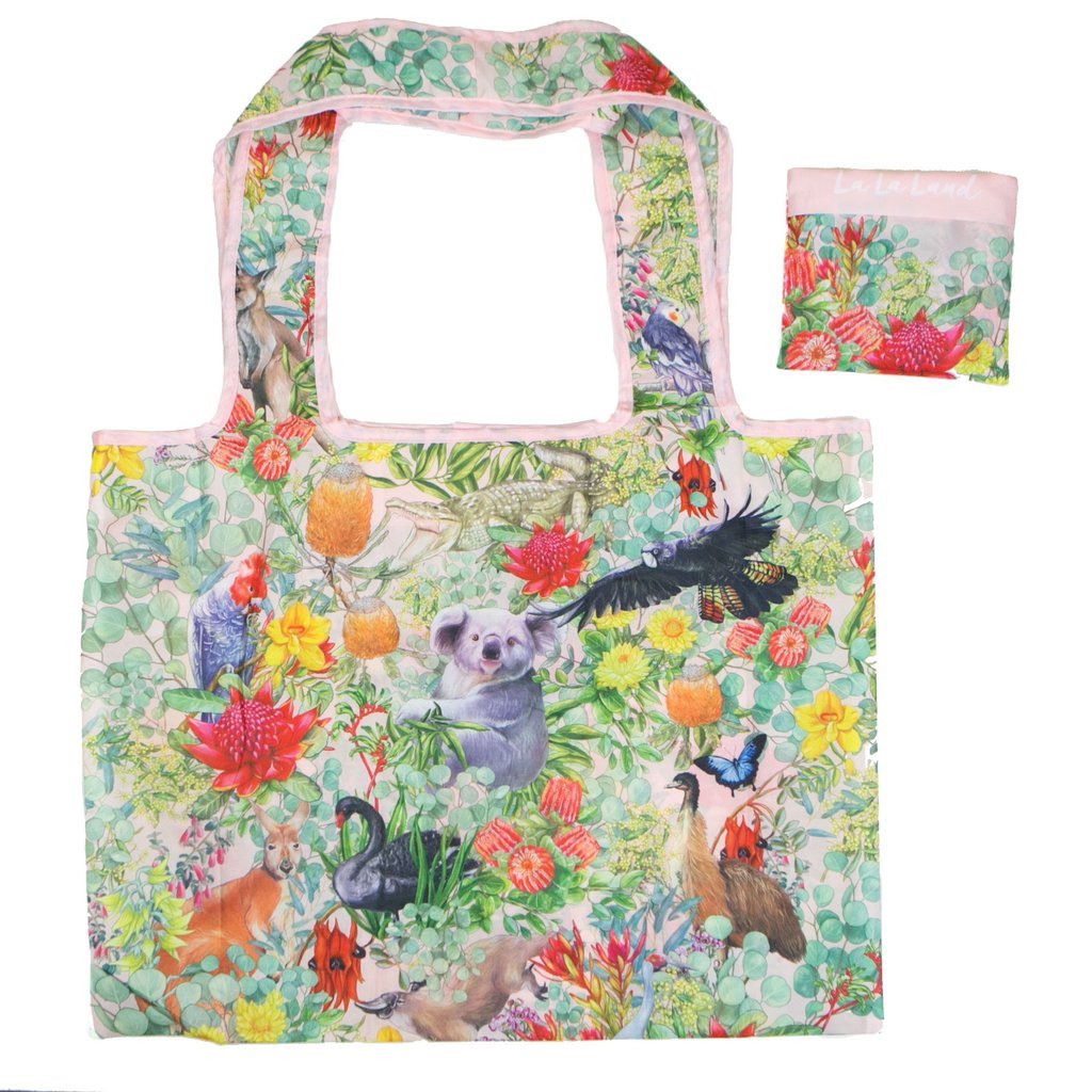 la la land fold up shopping bag with australian animal design