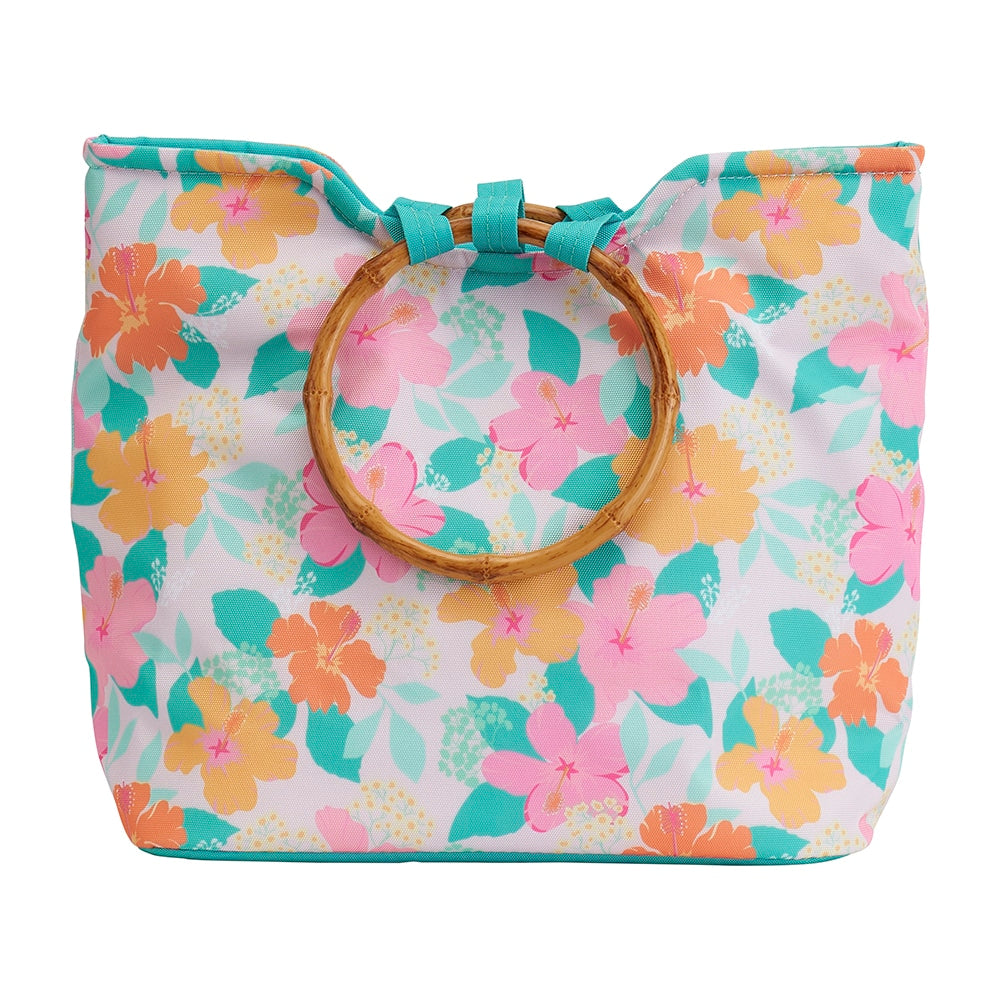 Insulated tote bag in hibiscus print by Annabel Trends