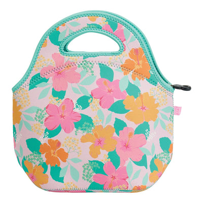 Neoprene lunch bag in hibiscus print by Annabel Trends