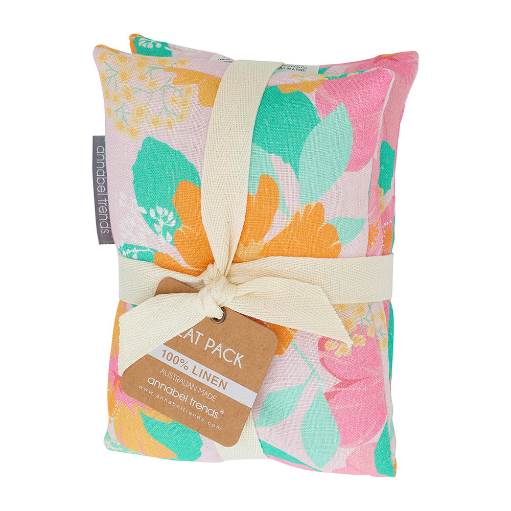Linen Heat Pillow in Hibiscus design by Annabel Trends