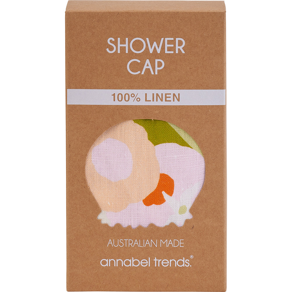 Linen Shower Cap in Tutti Fruitti design by Annabel Trends in box