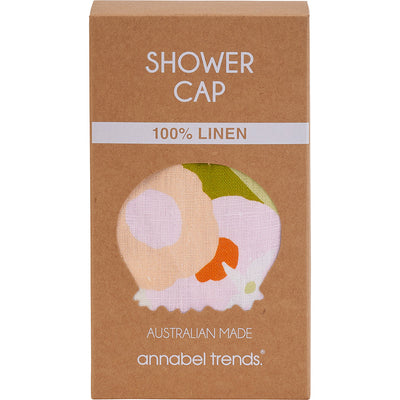 Linen Shower Cap in Tutti Fruitti design by Annabel Trends in box