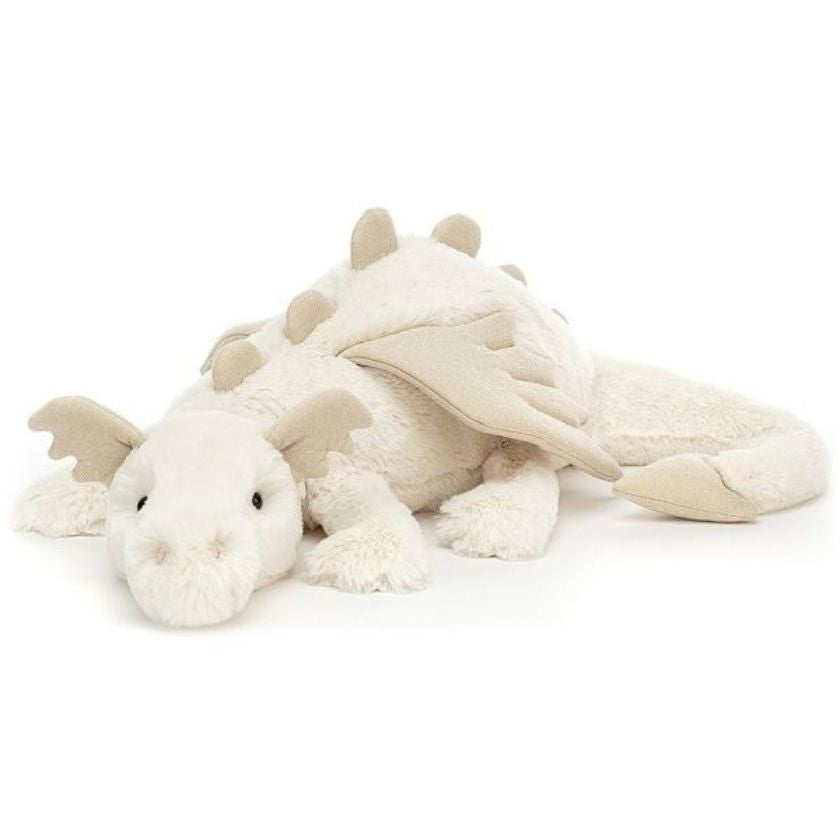 Bashful snow dragon in white jellycat