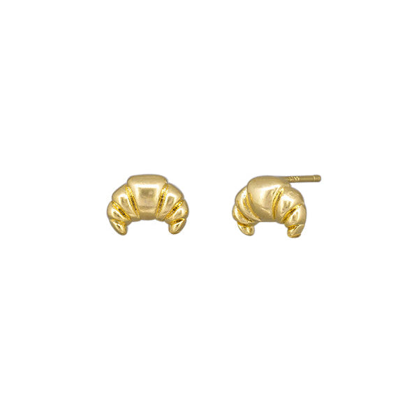 Gold earrings on a white background by Tiger Tree