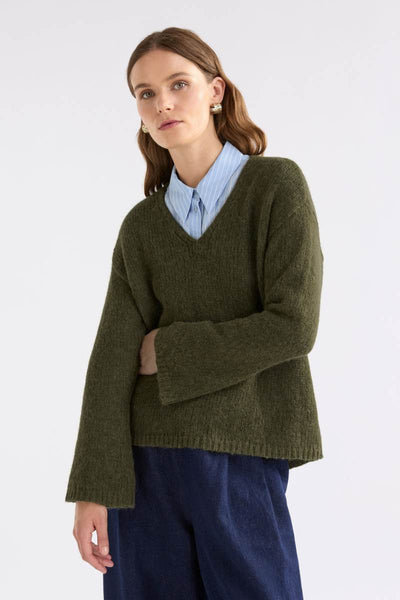 Elk the Label Anken Sweater in Dark Olive | Stockist at Zebra FInch in Newcastle, NSW