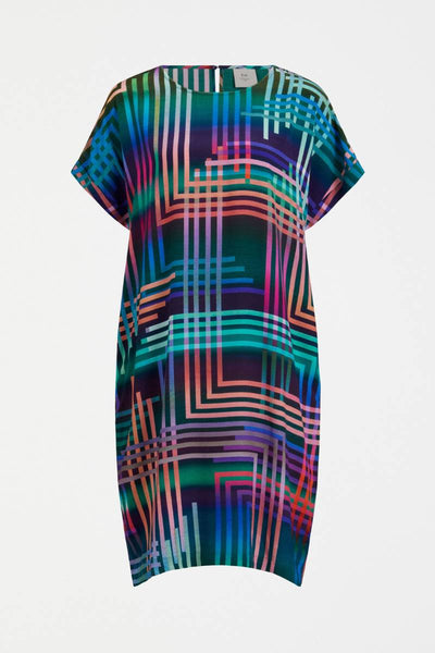 Full shot of Elk the Label Eryn Dress in Navy Ligheten Print