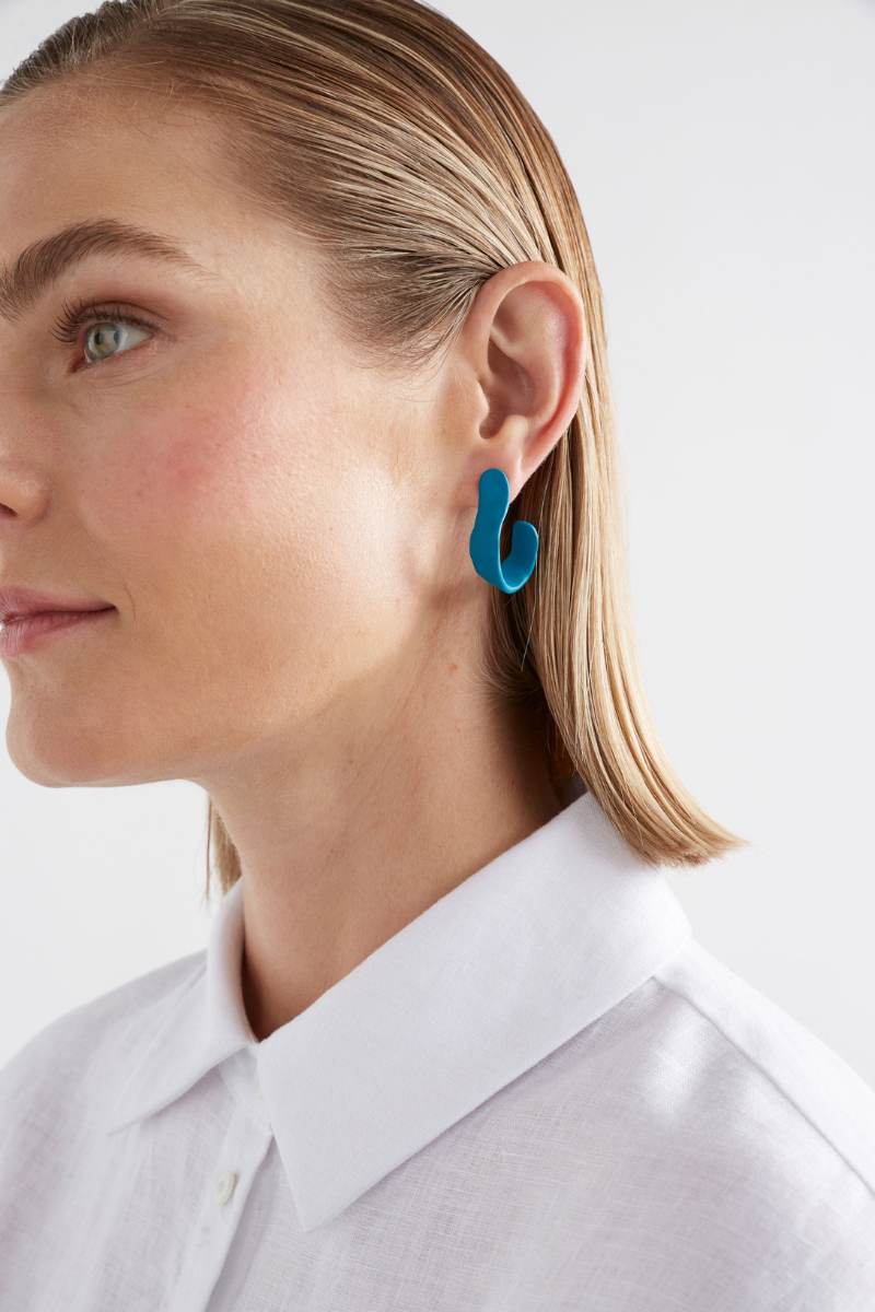 Elk the Label Ribb Earring in Teal on model