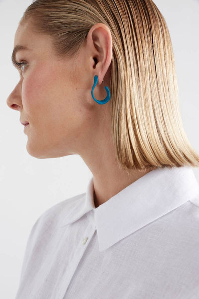 Elk the Label Ribb Earring in Teal on model