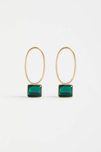 Elk the Label Stal Drop Earrings in Emerald