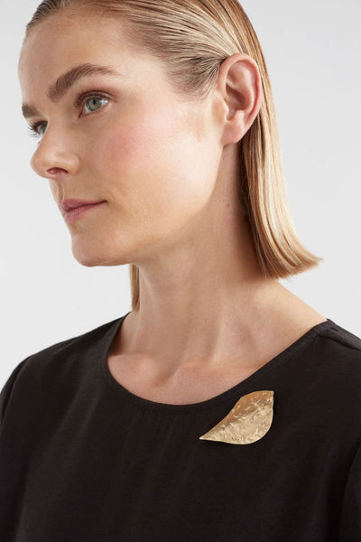 Elk the Label Textured Gold Bird Brooch on model