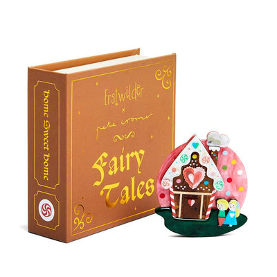 Erstwilder x Pete Cromer Fairytale brooch collection - Home Sweet Home Brooch next to box