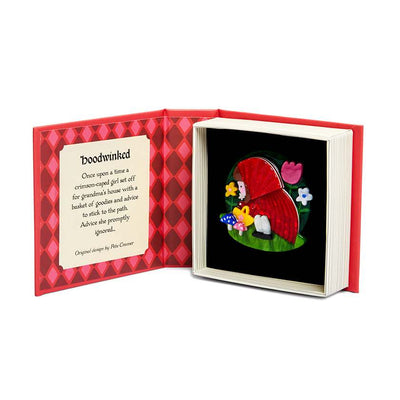 Erstwilder x Pete Cromer Fairytale brooch collection - Hoodwinked Brooch in box