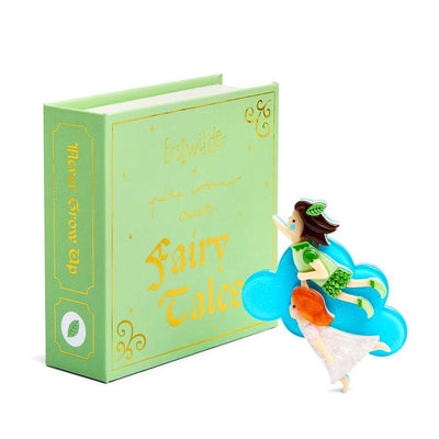 Erstwilder x Pete Cromer Fairytale brooch collection - Never Grow Up Brooch next to box