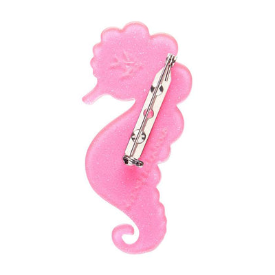 Back of Stevie the Seahorse brooch by Erstwilder from their 2023 Kasey Rainbow collection
