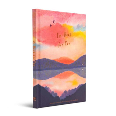 Book with a colorful sunset design and 'I'm Here for You' text on a white background