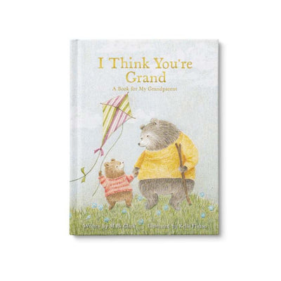 Children's book titled 'I Think You're Grand' with illustrations of two bears on a white background.