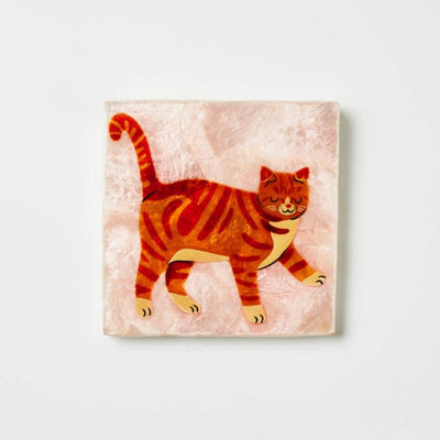 Ginger cat wall art tile by Jones and Co | Stockist at Zebra FInch in Newcastle, NSW