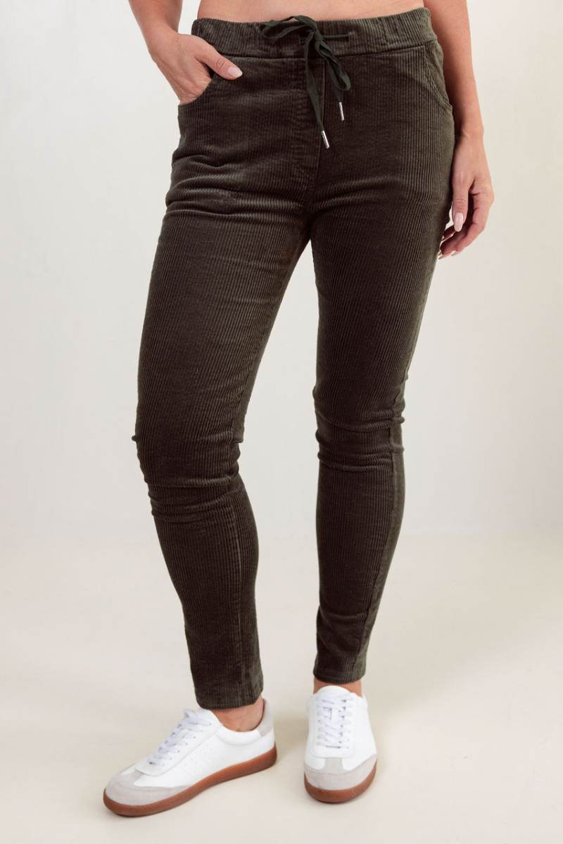 See Saw 100% Cotton Elastic Chunky Cord Joggers in Khaki