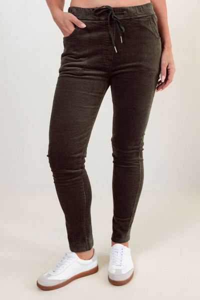 See Saw 100% Cotton Elastic Chunky Cord Joggers in Khaki