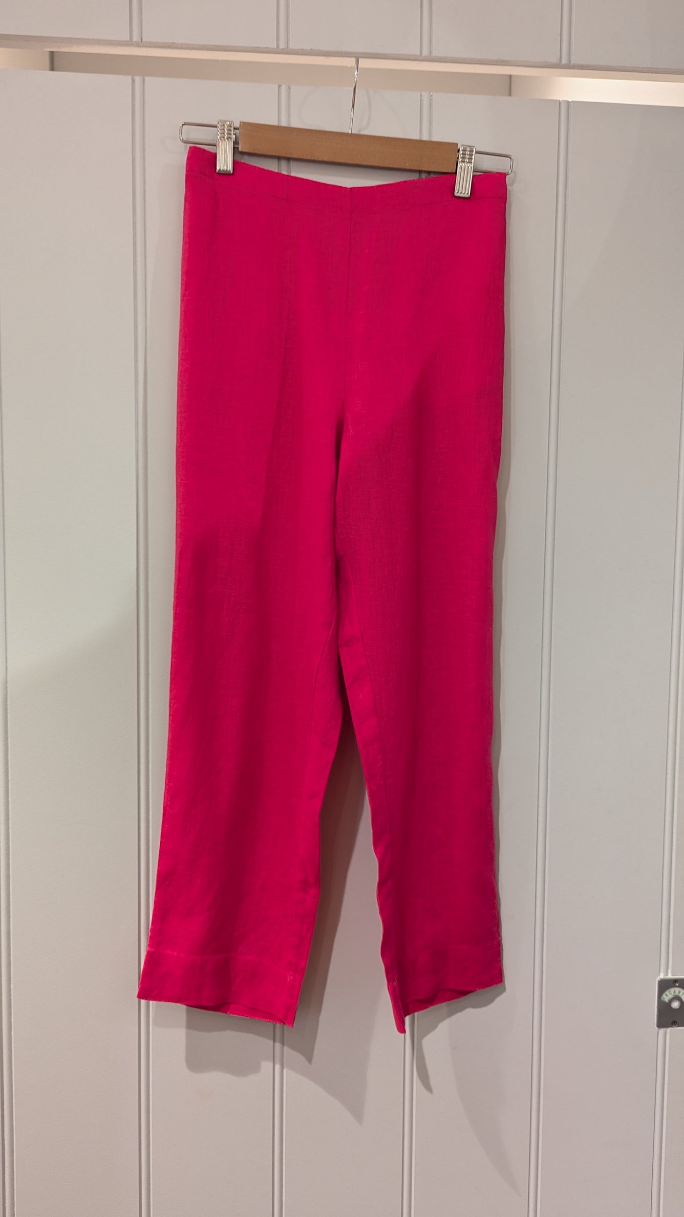 See Saw 100% Linen 7/8 Flat Front Elastic Pants in Pink