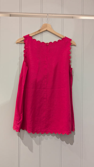 See Saw 100% Linen Scallop Edge Top in Pink