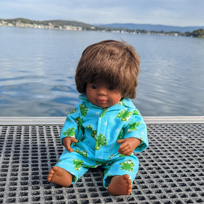 Miss Alice frog warm winter pyjama doll clothing on 38cm Miniland doll