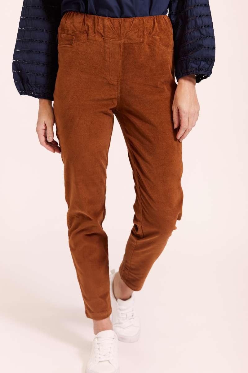 Velvet copper pull on pants by Australian fashion label, See Saw