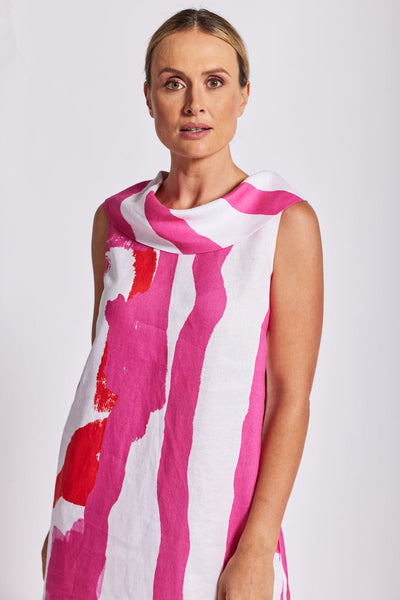 See Saw Cowl Neck Dress in pink and Orange