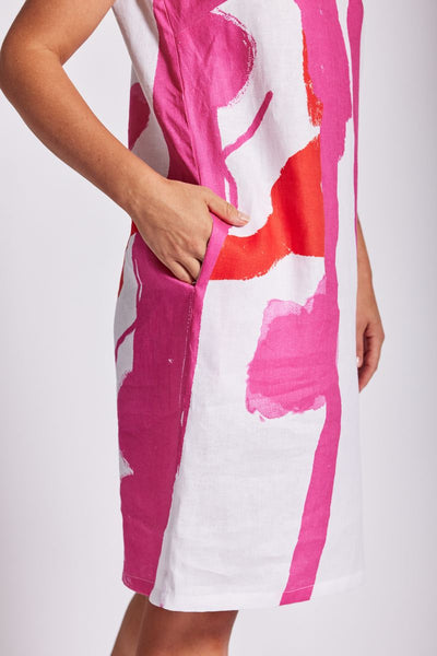 See Saw Cowl Neck Dress in pink and Orange