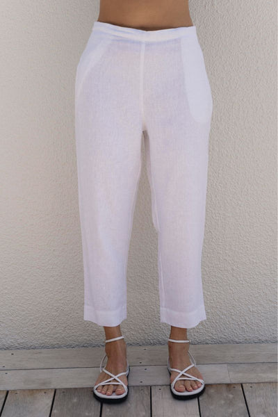 See Saw 100% linen pants in white colour