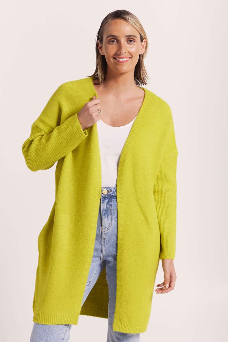 Chartreuse wool blend cardigan by Wear Colour, sister brand of See Saw - an Australian fashion label.