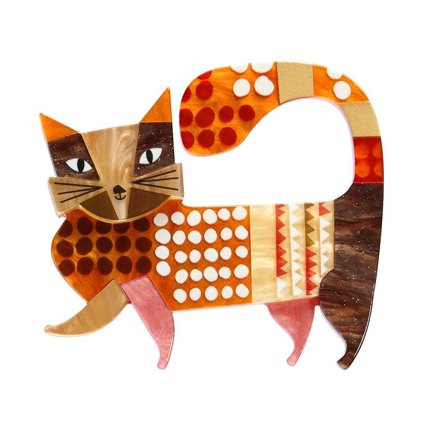A Cat Named Purr brooch by Erstwilder from their 2024 Clare Youngs collection