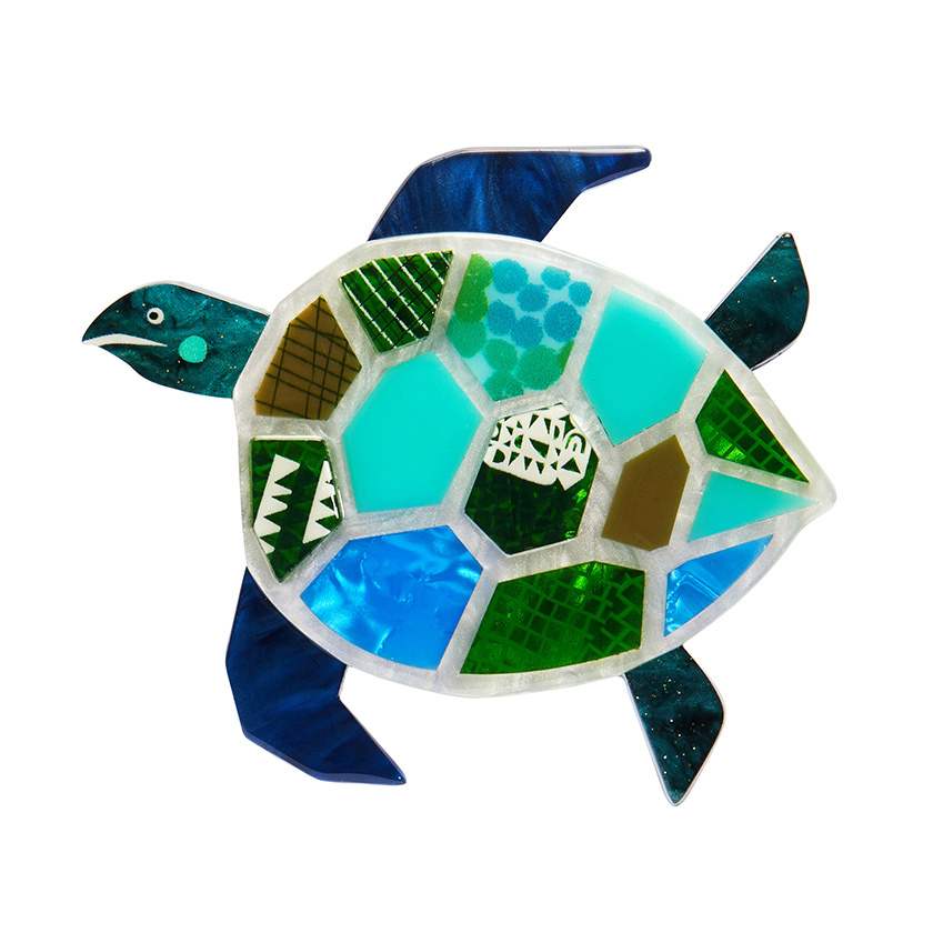 A Turtle Named Groan Brooch by Erstwilder from their 2024 Clare Youngs collection