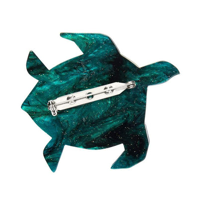 Back of A Turtle Named Groan Brooch by Erstwilder from their 2024 Clare Youngs collection