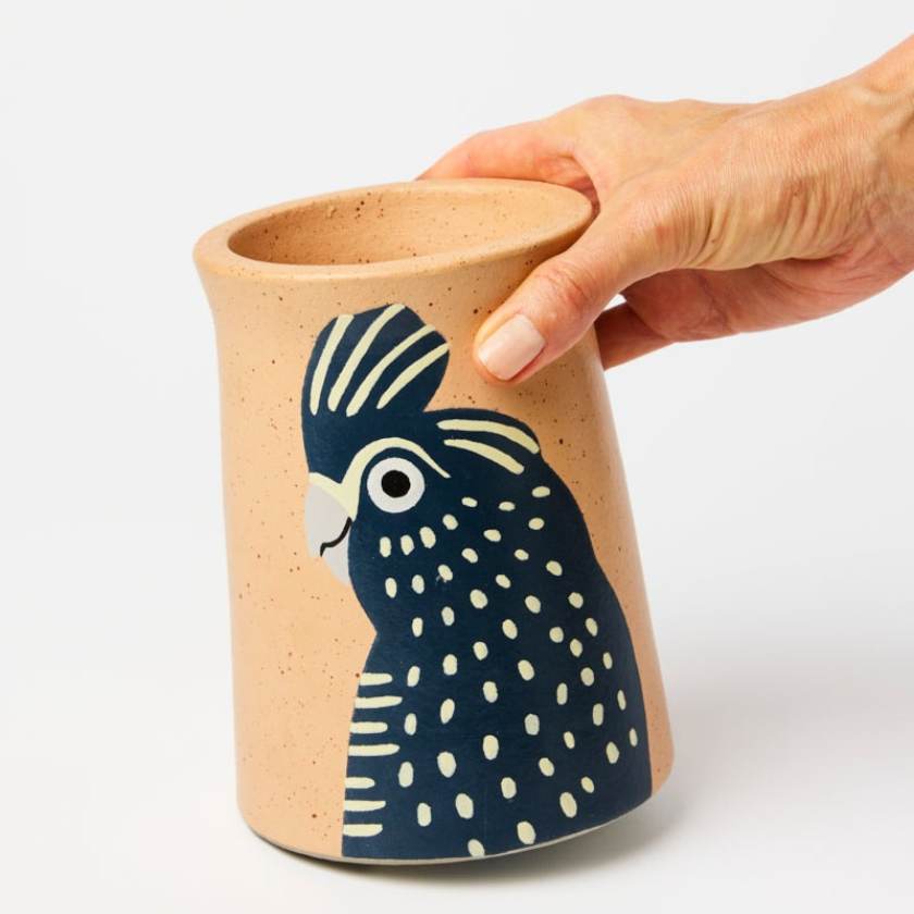 Aerial black cockatoo vase by Jones and Co | Stockist at Zebra Finch in Newcastle, NSW