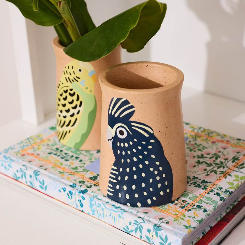 Aerial black cockatoo vase by Jones and Co | Stockist at Zebra Finch in Newcastle, NSW