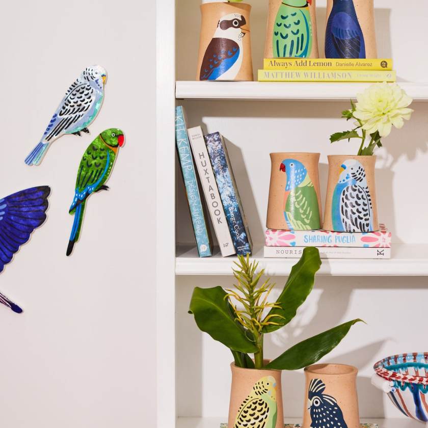 Ceramic vase with Lorikeet design by Jones and Co | Stockist at Zebra Finch in Newcastle, NSW