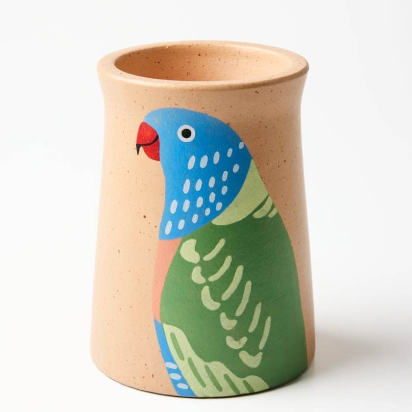 Ceramic vase with Lorikeet design by Jones and Co | Stockist at Zebra Finch in Newcastle, NSW