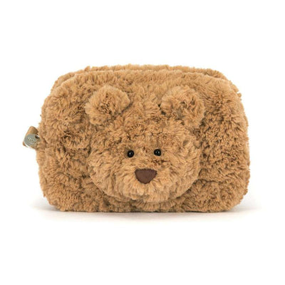 Plush bear-shaped pouch on a white background. Jellycat stockist in Newcastle, NSW at Zebra Finch Marketown