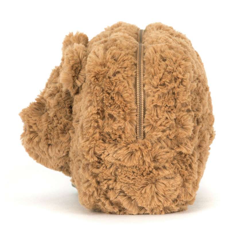 Plush bear-shaped pouch on a white background. Jellycat stockist in Newcastle, NSW at Zebra Finch Marketown