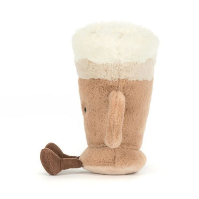 Plush toy resembling a latte mug with a smiling face on a white background by Jellycat
