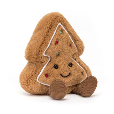 Plush gingerbread cookie toy with a smiley face on a white background by Jellycat | Jellycat Stockist at Zebra Finch in Newcastle, NSW