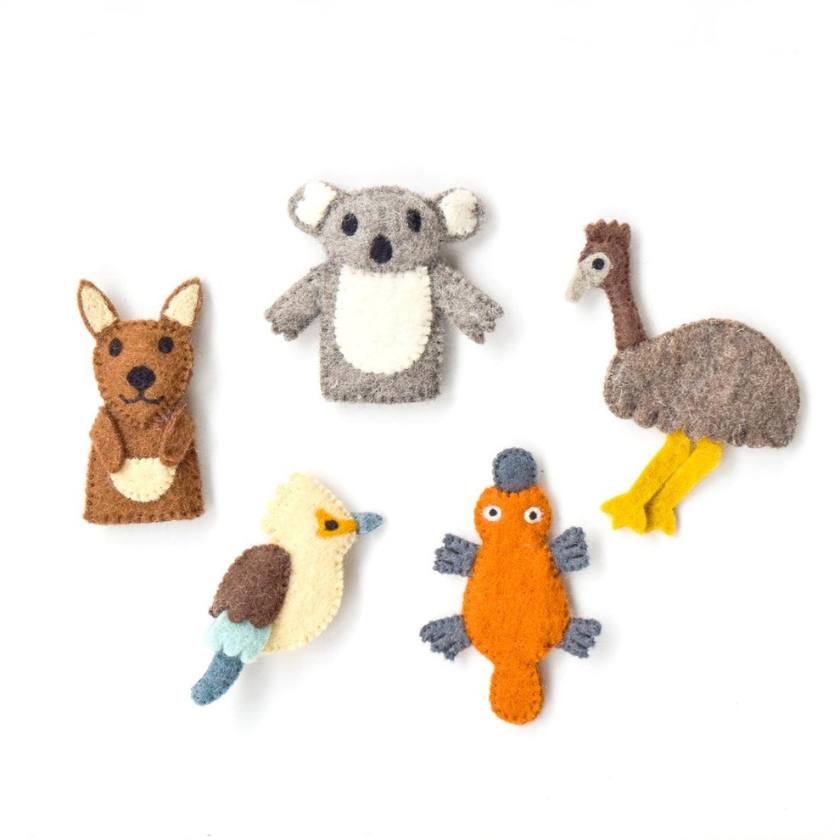 Australian animals finger puppet set of 5 felt finger puppets