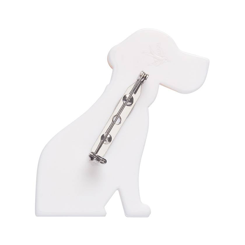 Back of Beatrice Beagle resin brooch by Erstwilder from their 2024 Fan Favourite collection