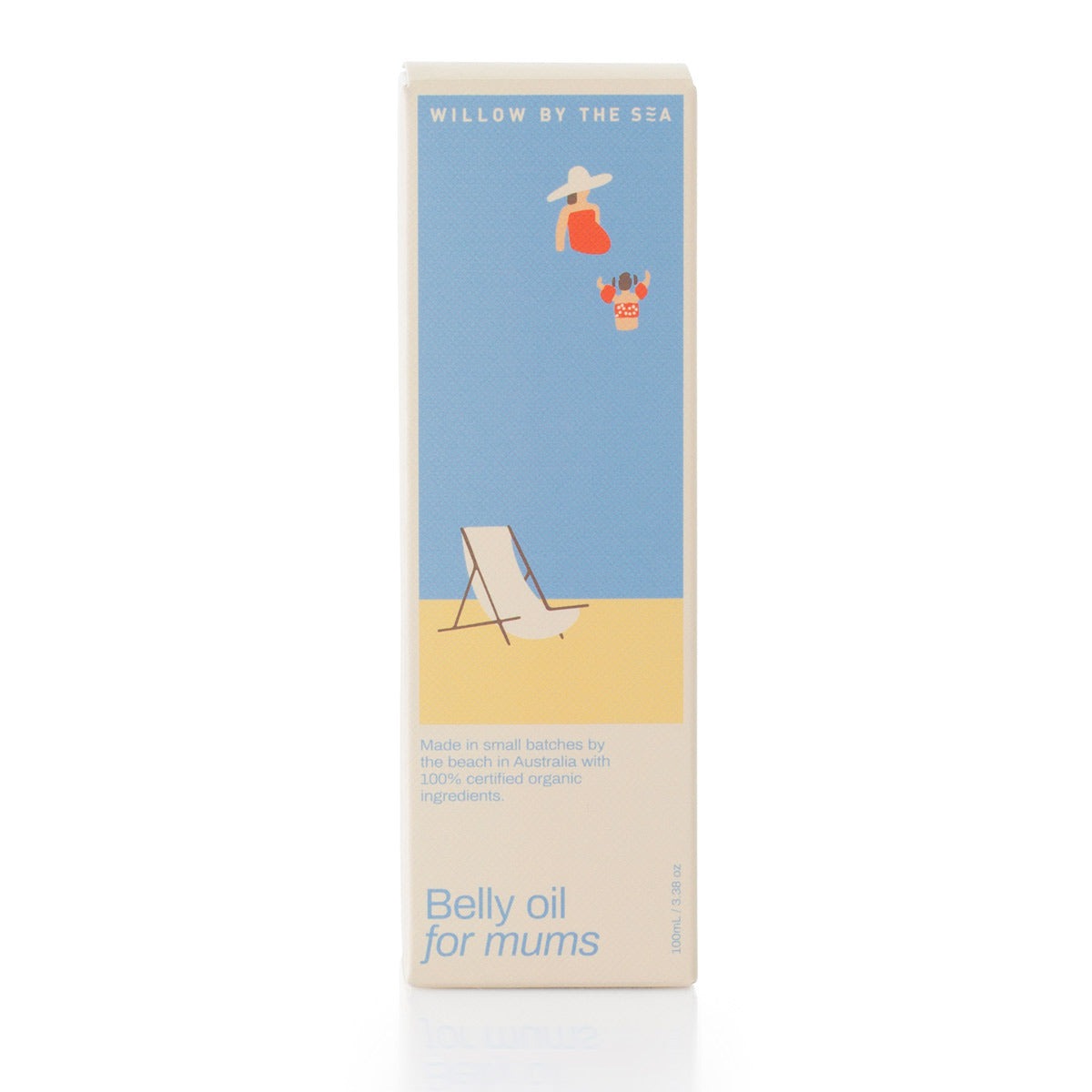 Belly oil packaging for mums by Willow by the Sea on a white background