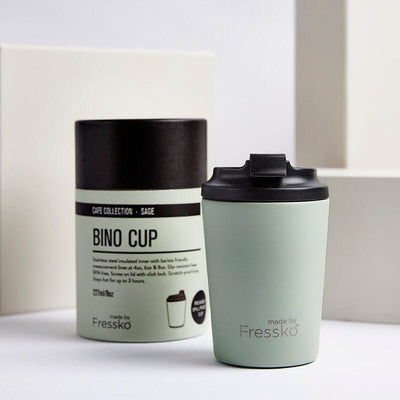 Bino size Made by Fressko in Sage colour, reusable coffee cup - 8oz