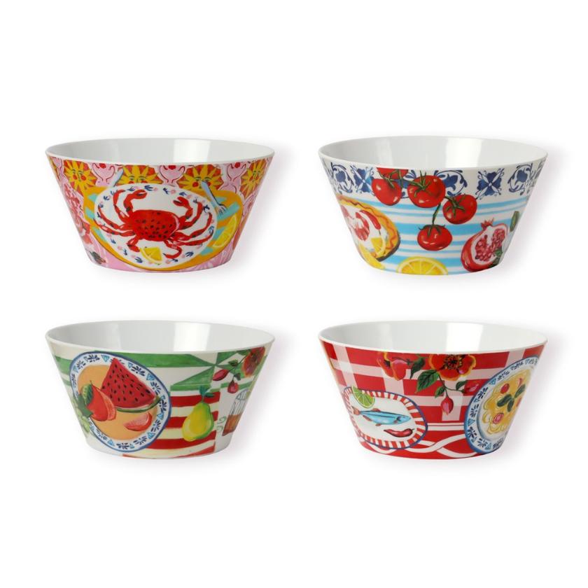 Melamine set of four bowl set by La La Land - Italian Summer design